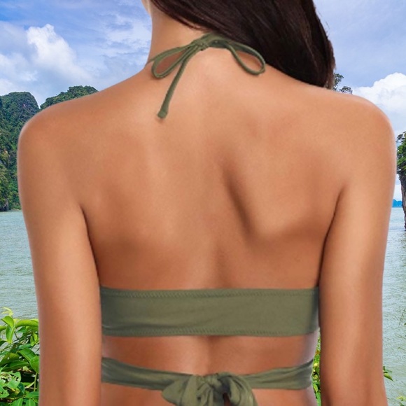 Army Green Push Up Wrap Bikini Top, L - NWT - Picture 5 of 8